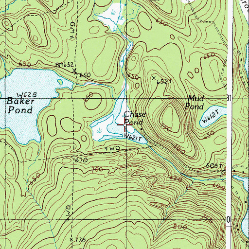 Topographic Map of Chase Pond, ME