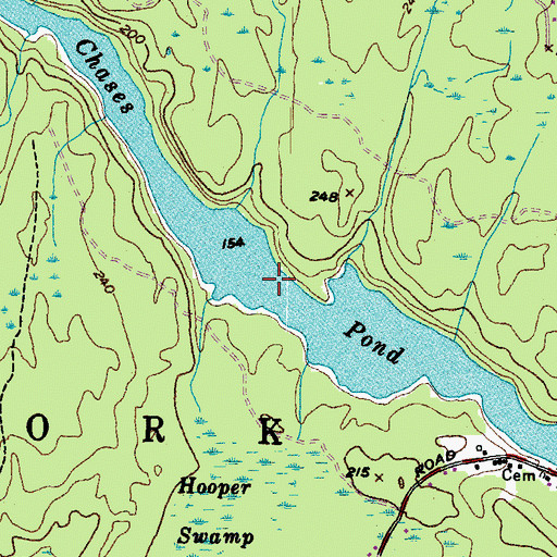 Topographic Map of Chases Pond, ME