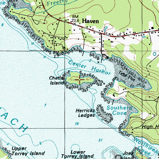 Topographic Map of Chatto Island, ME