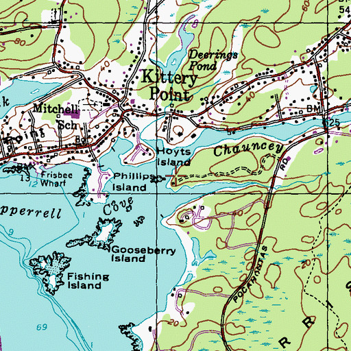 Topographic Map of Chauncey Creek, ME