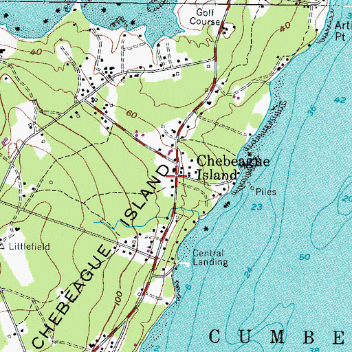 Topographic Map of Chebeague Island, ME