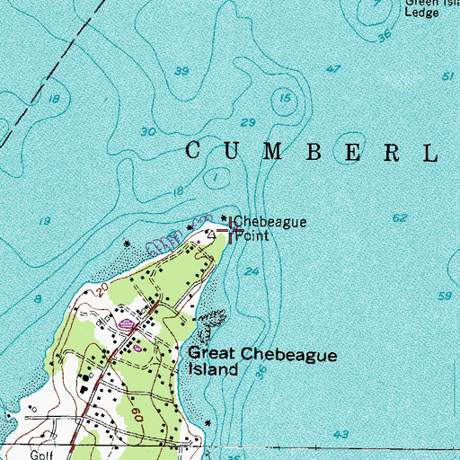 Topographic Map of Chebeague Point, ME