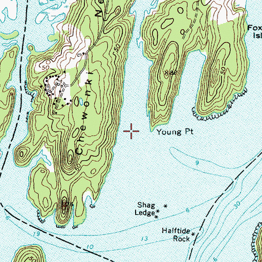 Topographic Map of Chewonki Creek, ME