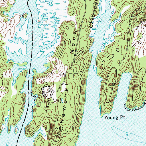 Topographic Map of Chewonki Neck, ME