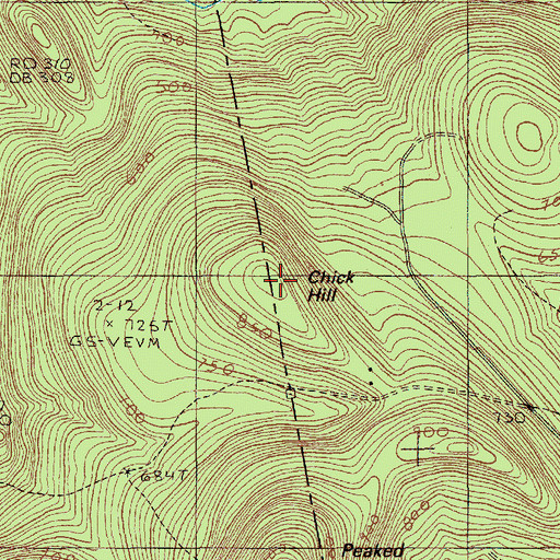 Topographic Map of Chick Hill, ME