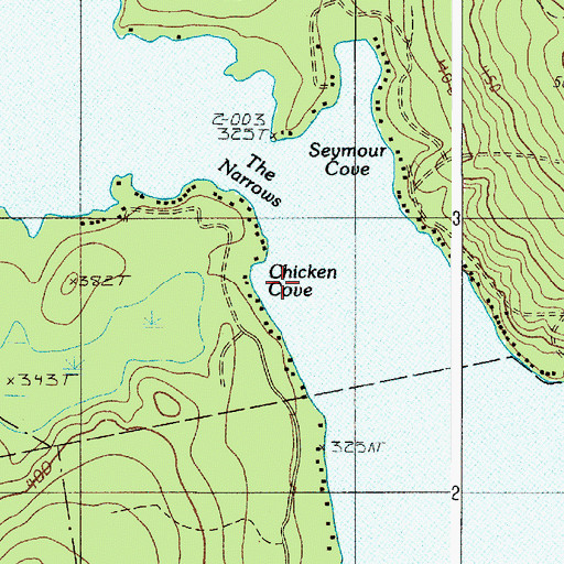 Topographic Map of Chicken Cove, ME