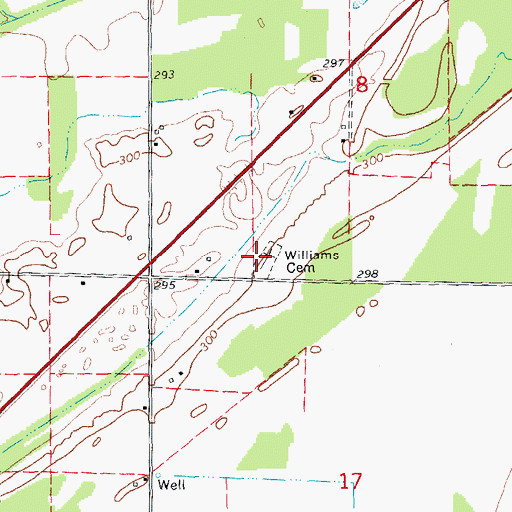 Topographic Map of Williams Cemetery, AR