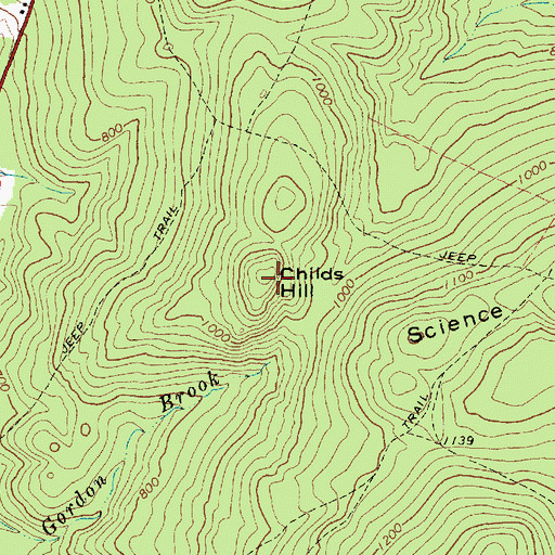 Topographic Map of Childs Hill, ME