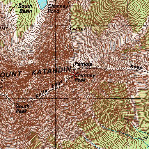 Topographic Map of Chimney Peak, ME