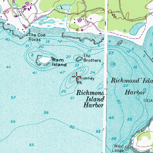 Topographic Map of Chimney Rock, ME