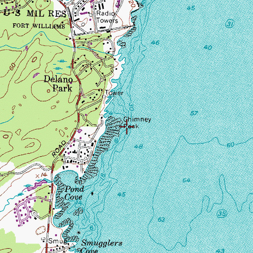 Topographic Map of Chimney Rock, ME
