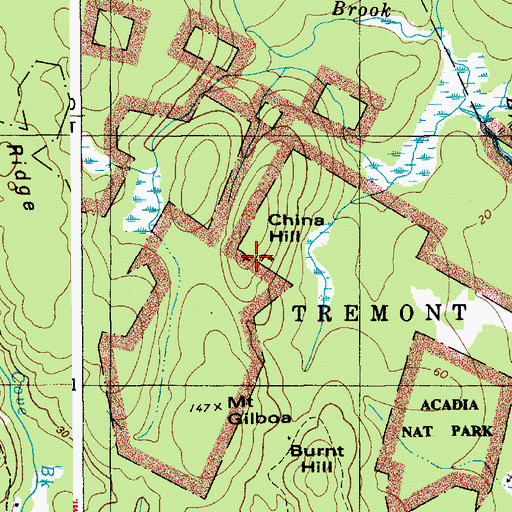Topographic Map of China Hill, ME