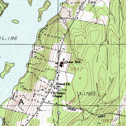 Topographic Map of China Middle School, ME