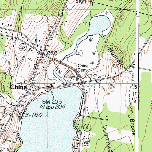 Topographic Map of China Village Cemetery, ME