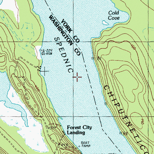 Topographic Map of Chiputneticook Lakes, ME