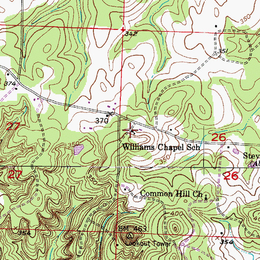 Topographic Map of Williams Chapel School, AR