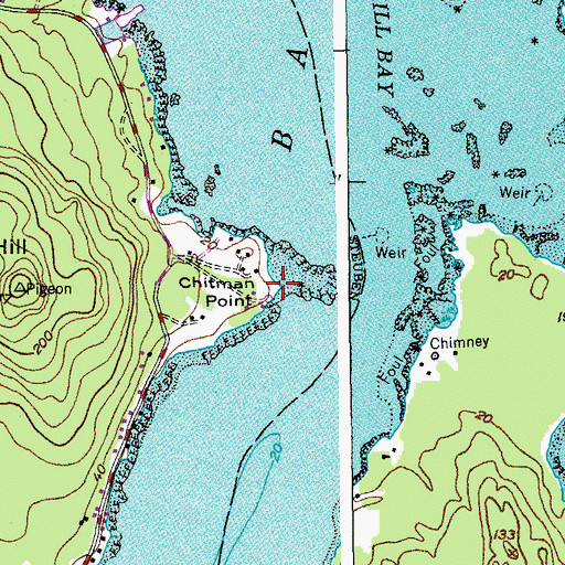 Topographic Map of Chitman Point, ME