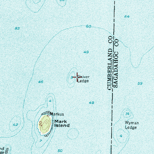 Topographic Map of Chiver Ledge, ME