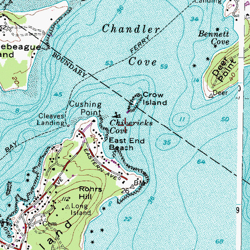 Topographic Map of Chivericks Cove, ME