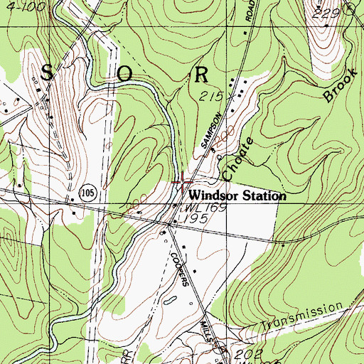 Topographic Map of Choate Brook, ME