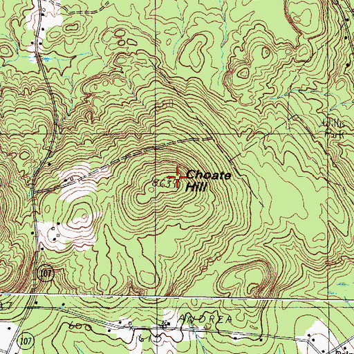 Topographic Map of Choate Hill, ME