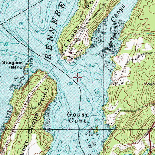 Topographic Map of Chops Creek, ME