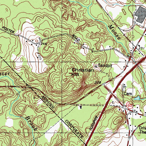 Topographic Map of Christian Hill, ME
