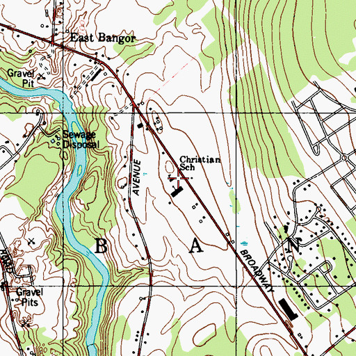 Topographic Map of Bangor Christian Schools, ME