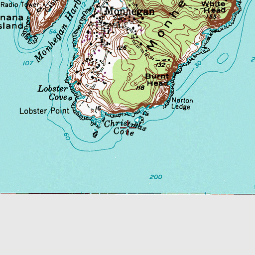 Topographic Map of Christmas Cove, ME