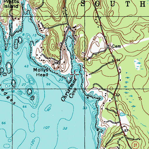 Topographic Map of Christmas Cove, ME
