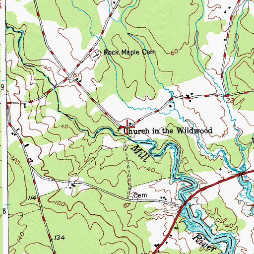 Topographic Map of Church in the Wildwood, ME
