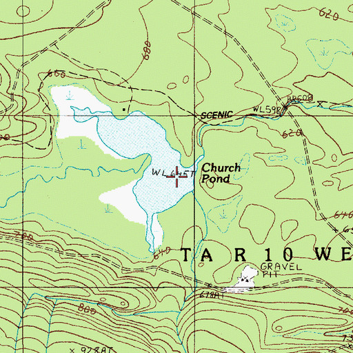 Topographic Map of Church Pond, ME