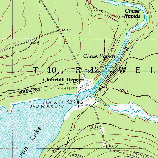 Topographic Map of Churchill Depot, ME