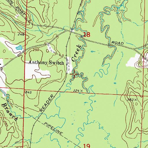 Topographic Map of Williams Creek, AR