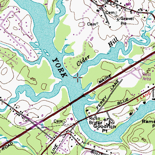 Topographic Map of Cider Hill Creek, ME