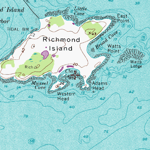 Topographic Map of Clam Cove, ME