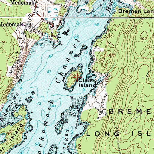 Topographic Map of Clam Island, ME