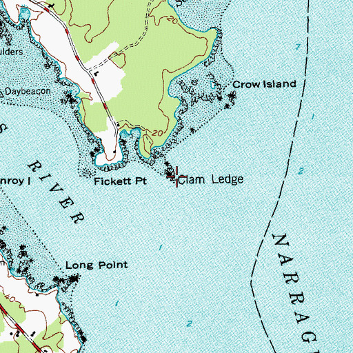 Topographic Map of Clam Ledge, ME