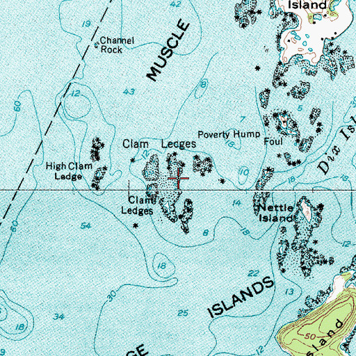 Topographic Map of Clam Ledges, ME