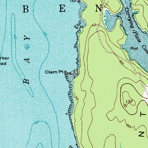Topographic Map of Clam Point, ME