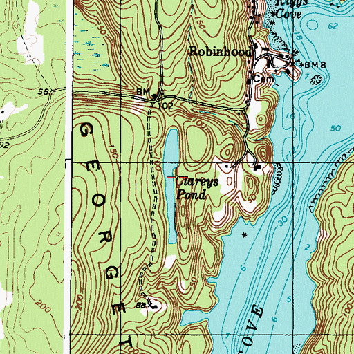 Topographic Map of Clareys Pond, ME