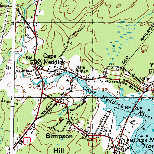 Topographic Map of Clark Bridge, ME