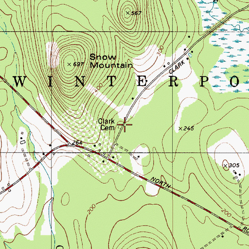 Topographic Map of Clark Cemetery, ME