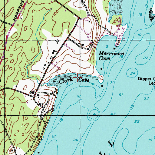 Topographic Map of Clark Cove, ME