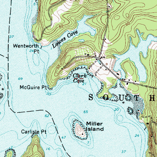 Topographic Map of Clark Cove, ME