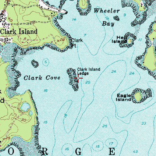 Topographic Map of Clark Island Ledge, ME