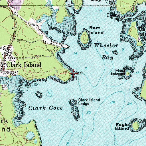Topographic Map of Clark Point, ME