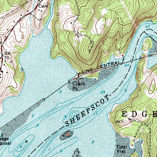 Topographic Map of Clark Point, ME