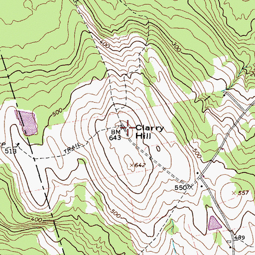 Topographic Map of Clarry Hill, ME