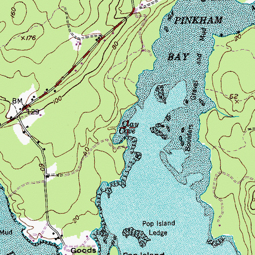 Topographic Map of Clay Cove, ME